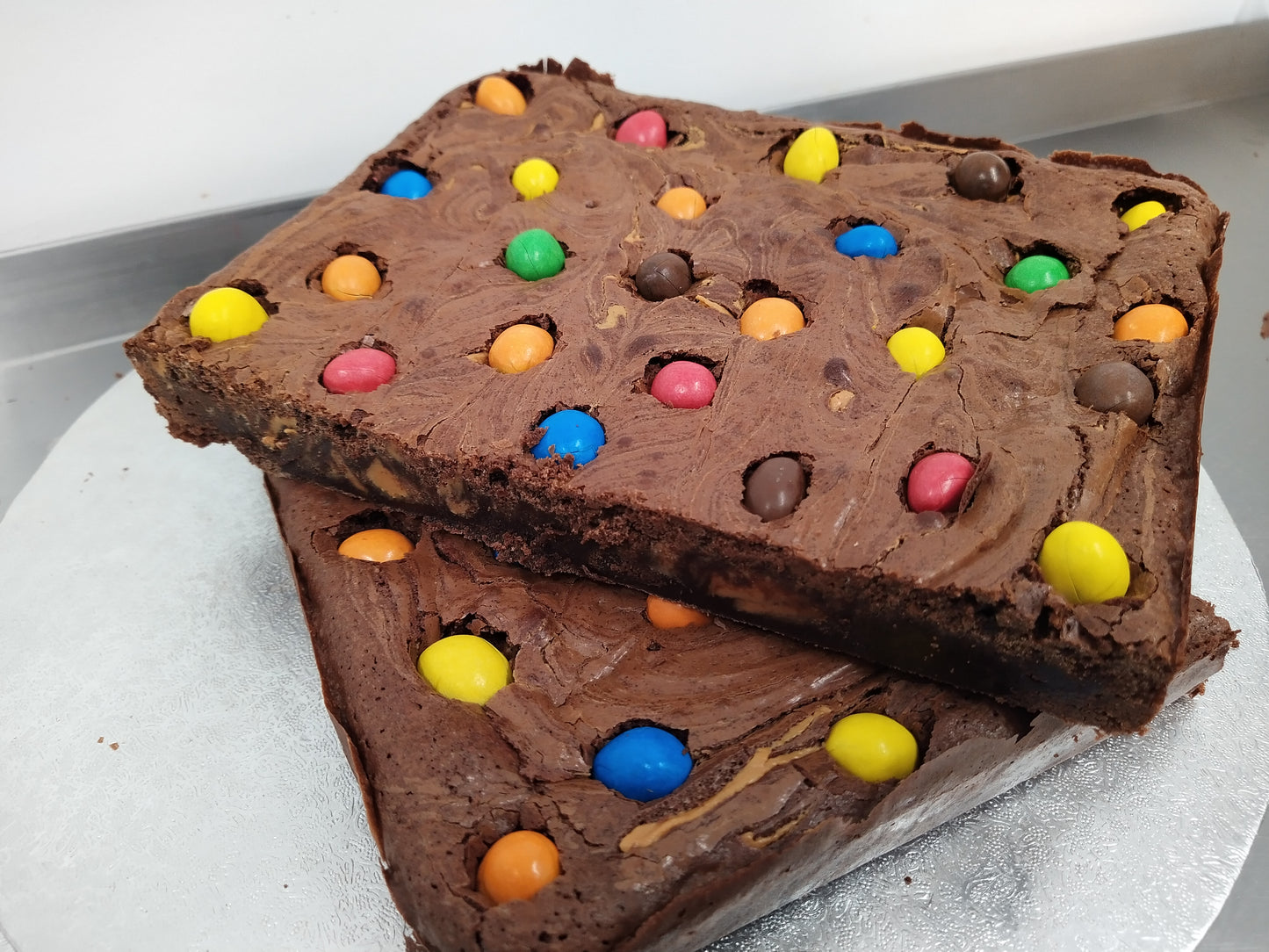 Peanut Butter with peanut M&M’s Brownie Slab