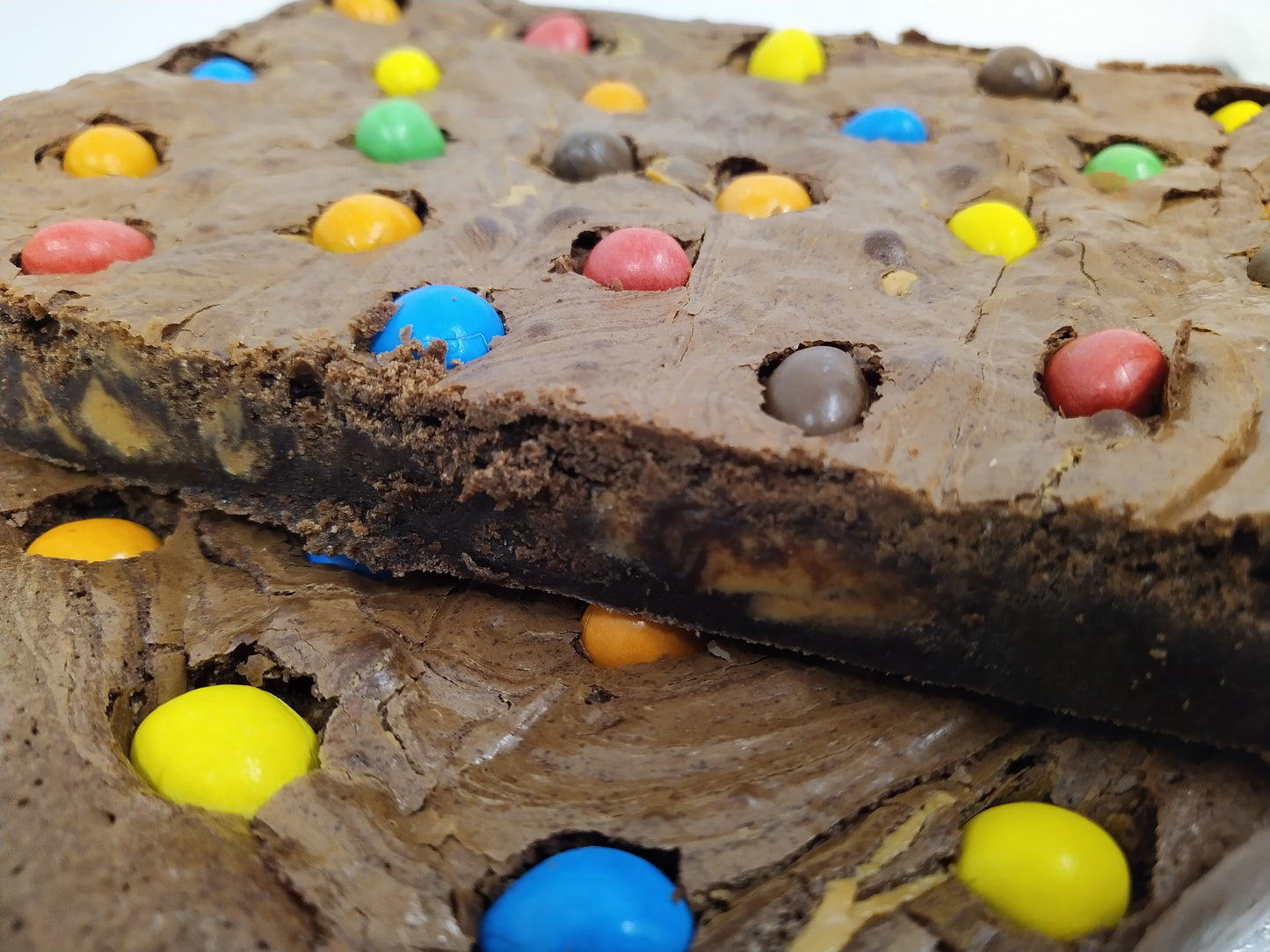 Peanut Butter with peanut M&M’s Brownie Slab